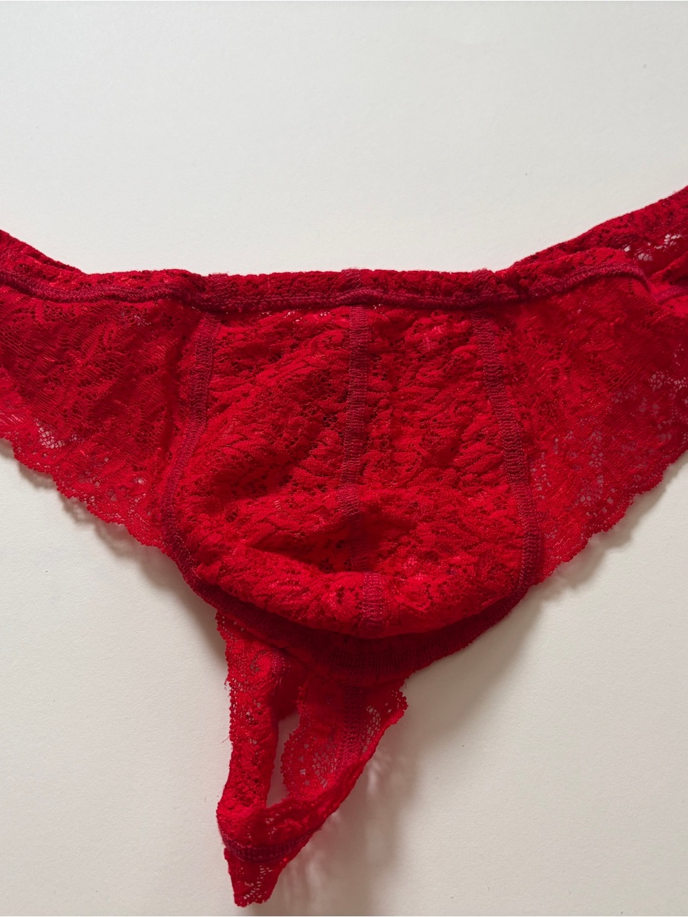 Red Lace Men's Briefs Thong - Stylish Lace Pouch Underwear